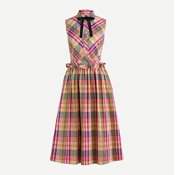 J.Crew Shirtdress in plaid with removable necktie-AK242 - Picture 1 of 5